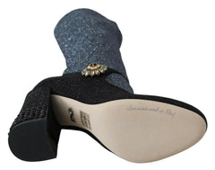 Dolce & Gabbana Black Crystal Mary Janes Booties Shoes -   -  Dolce & Gabbana.
