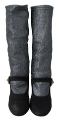 Dolce & Gabbana Black Crystal Mary Janes Booties Shoes -   -  Dolce & Gabbana.