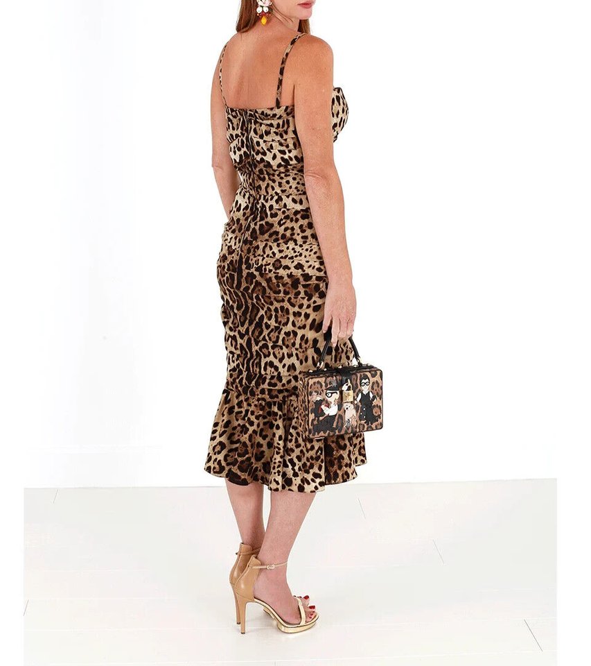 Dolce & Gabbana Brown Leopard Print Ruched Midi Dress -   -  Dolce & Gabbana. Dolce & Gabbana Brown Leopard Print Ruched Midi Dress -   -  Dolce & Gabbana.