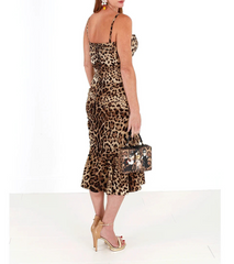 Dolce & Gabbana Brown Leopard Print Ruched Midi Dress -   -  Dolce & Gabbana.