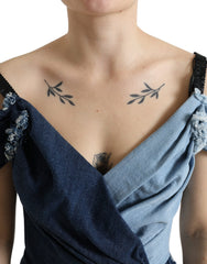 Dolce & Gabbana Blue Patchwork Two Tone Denim Mini Dress -   -  Dolce & Gabbana.