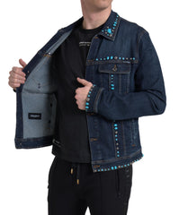 Dolce & Gabbana Blue Denim Turquoise Stones Studded Jacket -   -  Dolce & Gabbana.