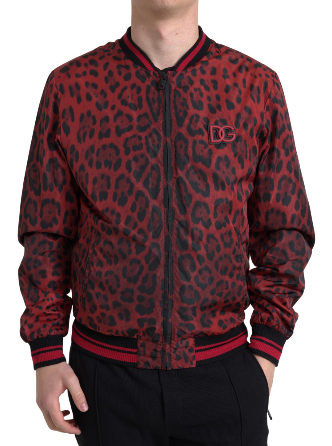 Dolce & Gabbana Red Leopard Bomber Short Coat Jacket -   -  Dolce & Gabbana.
