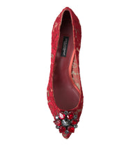 Dolce & Gabbana Red Taormina Lace Crystal Heels Pumps Shoes -   -  Dolce & Gabbana.