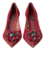 Dolce & Gabbana Red Taormina Lace Crystal Heels Pumps Shoes -   -  Dolce & Gabbana.