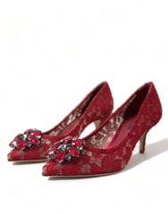 Dolce & Gabbana Red Taormina Lace Crystal Heels Pumps Shoes -   -  Dolce & Gabbana.