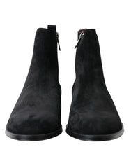 Dolce & Gabbana Black Suede Leather Mid Calf Men Boots Shoes -   -  Dolce & Gabbana.
