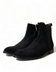 Dolce & Gabbana Black Suede Leather Mid Calf Men Boots Shoes -   -  Dolce & Gabbana.