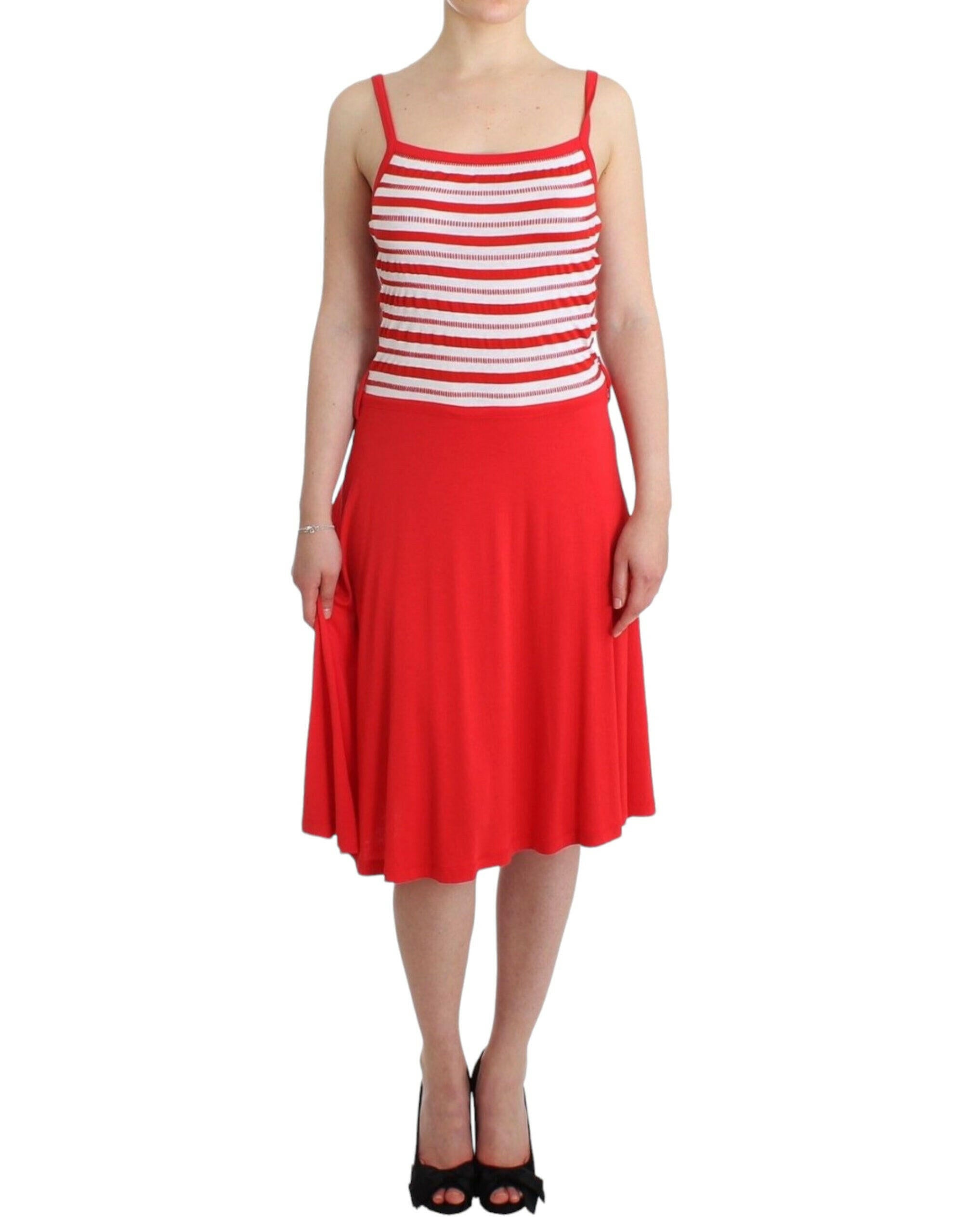 Roccobarocco Red striped jersey A-line dress -   -  Roccobarocco.