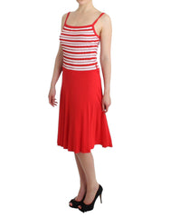 Roccobarocco Red striped jersey A-line dress -   -  Roccobarocco.