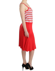 Roccobarocco Red striped jersey A-line dress -   -  Roccobarocco.