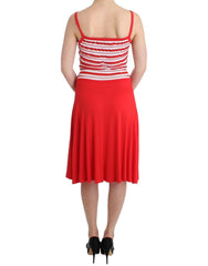 Roccobarocco Red striped jersey A-line dress -   -  Roccobarocco.