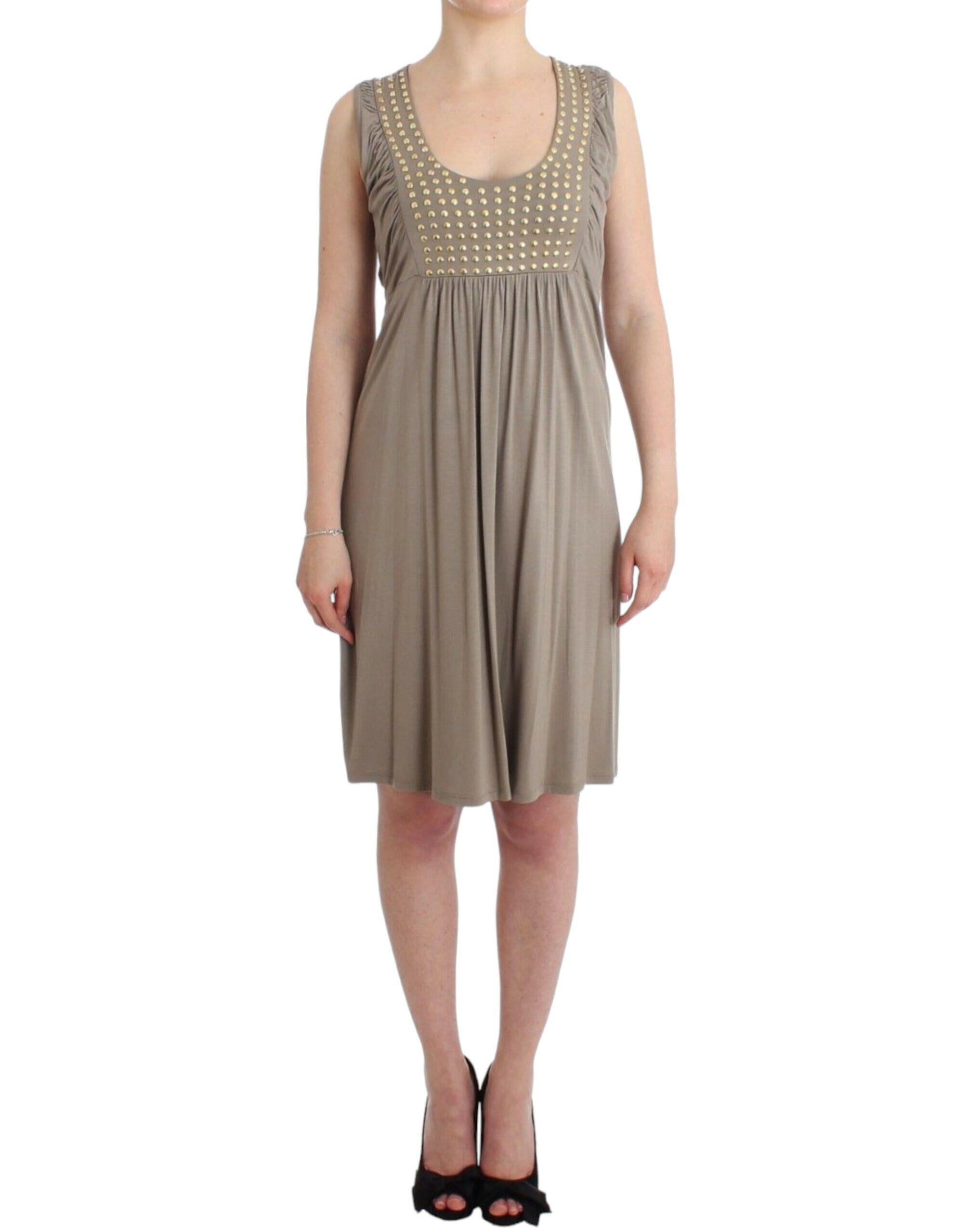 Roccobarocco Khaki studded sheath dress -   -  Roccobarocco.