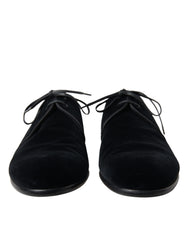 Dolce & Gabbana Black Velvet Lace Up Formal Derby Dress Shoes -   -  Dolce & Gabbana.