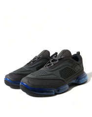 Prada Black Blue Rubber Knit Slip On Low Top Sneakers Shoes -   -  Prada.