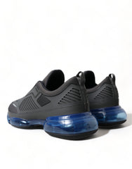 Prada Black Blue Rubber Knit Slip On Low Top Sneakers Shoes -   -  Prada.