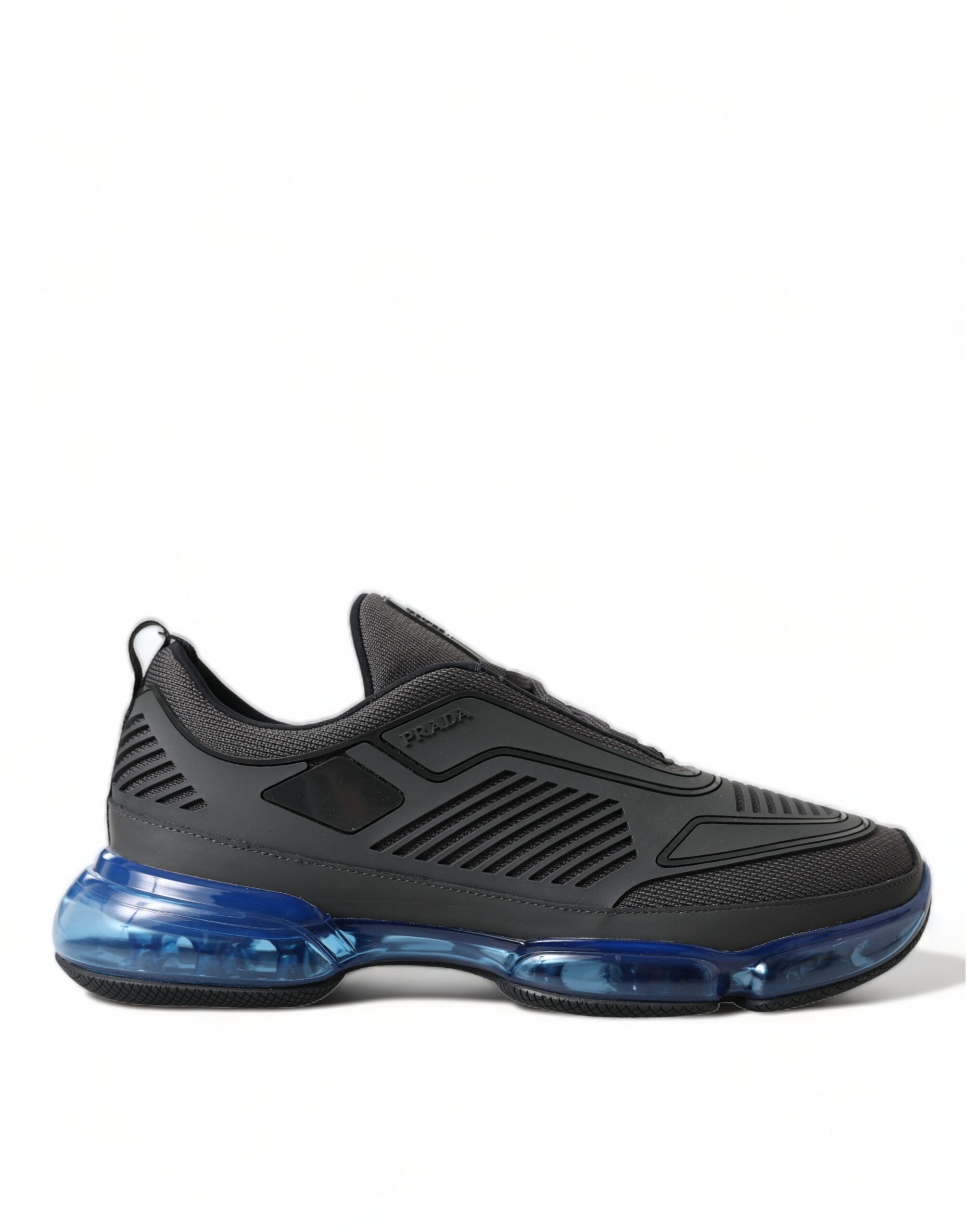 Prada Black Blue Rubber Knit Slip On Low Top Sneakers Shoes -   -  Prada.