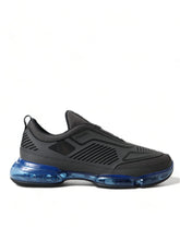Prada Black Blue Rubber Knit Slip On Low Top Sneakers Shoes -   -  Prada.