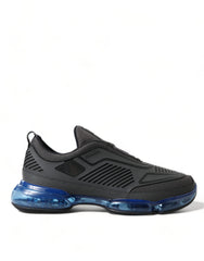 Prada Black Blue Rubber Knit Slip On Low Top Sneakers Shoes -   -  Prada.