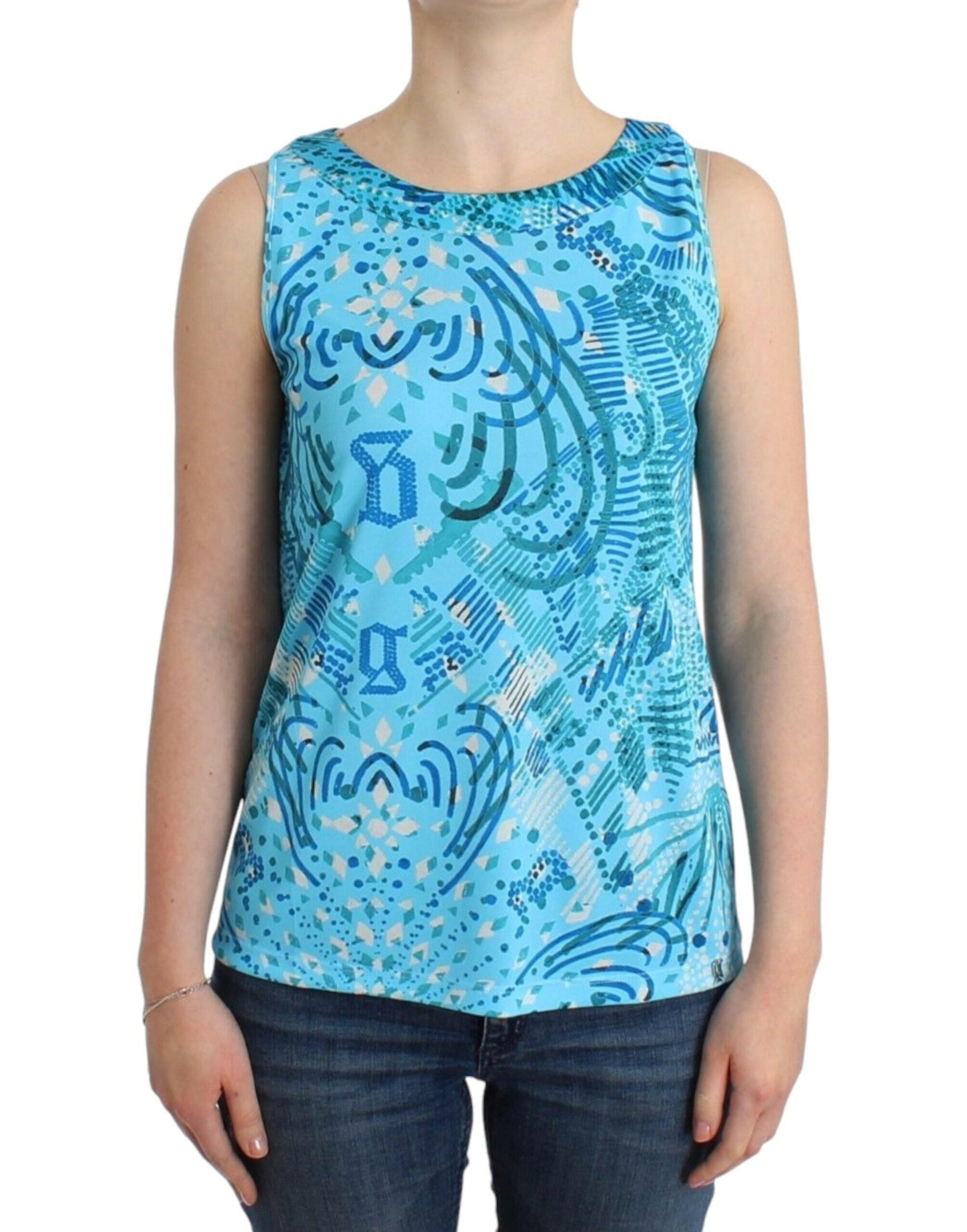 John Galliano Blue printed tank top - - John Galliano.