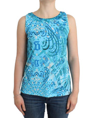 John Galliano Blue printed tank top - - John Galliano.