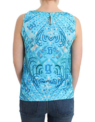 John Galliano Blue printed tank top - - John Galliano.