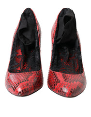 Dolce & Gabbana Red Ayers Leather Lace Socks Pumps Shoes -   -  Dolce & Gabbana.
