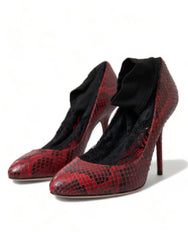 Dolce & Gabbana Red Ayers Leather Lace Socks Pumps Shoes -   -  Dolce & Gabbana.