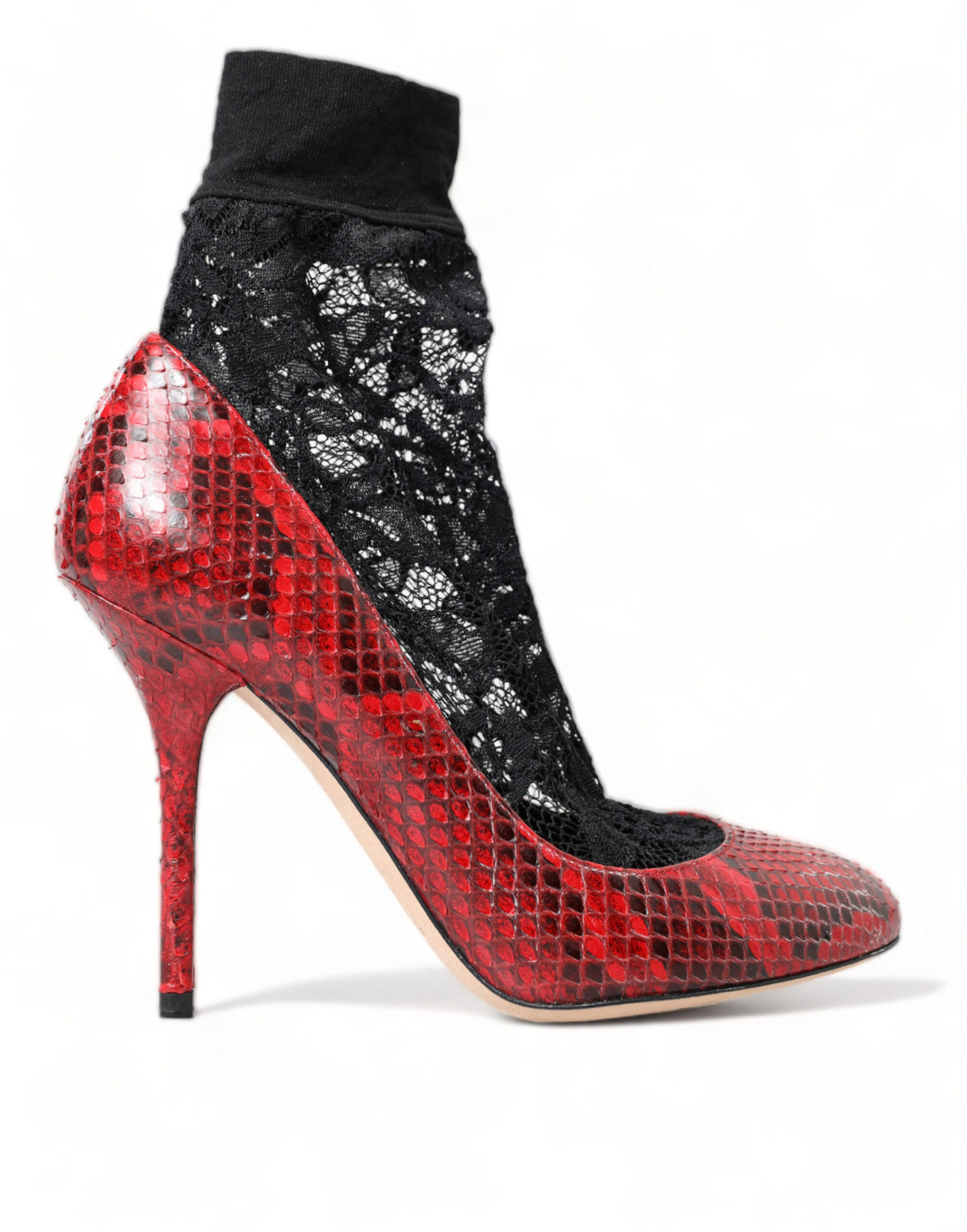 Dolce & Gabbana Red Ayers Leather Lace Socks Pumps Shoes -   -  Dolce & Gabbana.