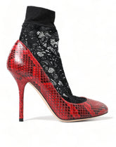 Dolce & Gabbana Red Ayers Leather Lace Socks Pumps Shoes -   -  Dolce & Gabbana.