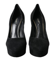 Dolce & Gabbana Black Suede Leather Platform Heel Pumps Shoes -   -  Dolce & Gabbana.
