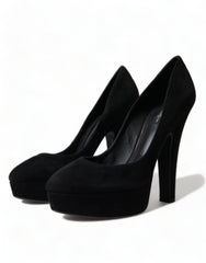 Dolce & Gabbana Black Suede Leather Platform Heel Pumps Shoes -   -  Dolce & Gabbana.
