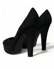 Dolce & Gabbana Black Suede Leather Platform Heel Pumps Shoes -   -  Dolce & Gabbana.