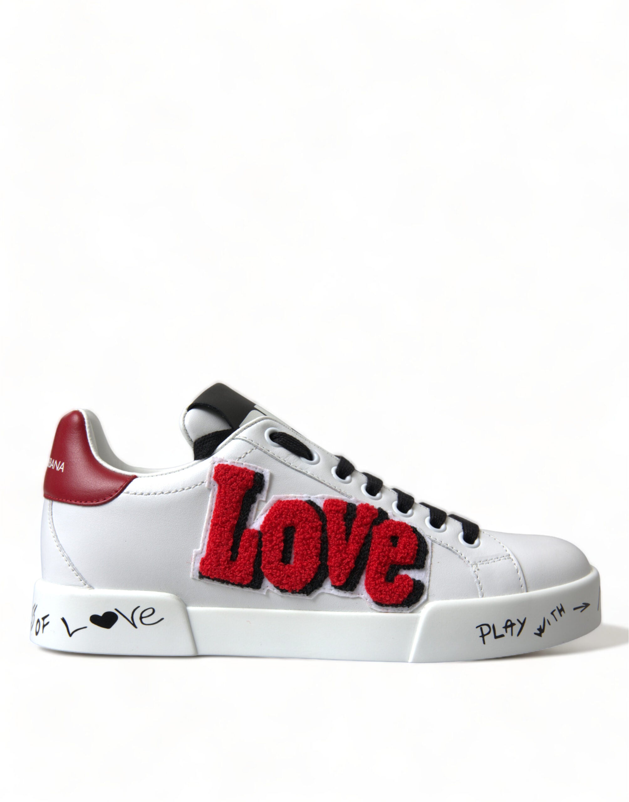 Dolce & Gabbana White Love Patch Portofino Classic Sneakers Shoes -   -  Dolce & Gabbana.
