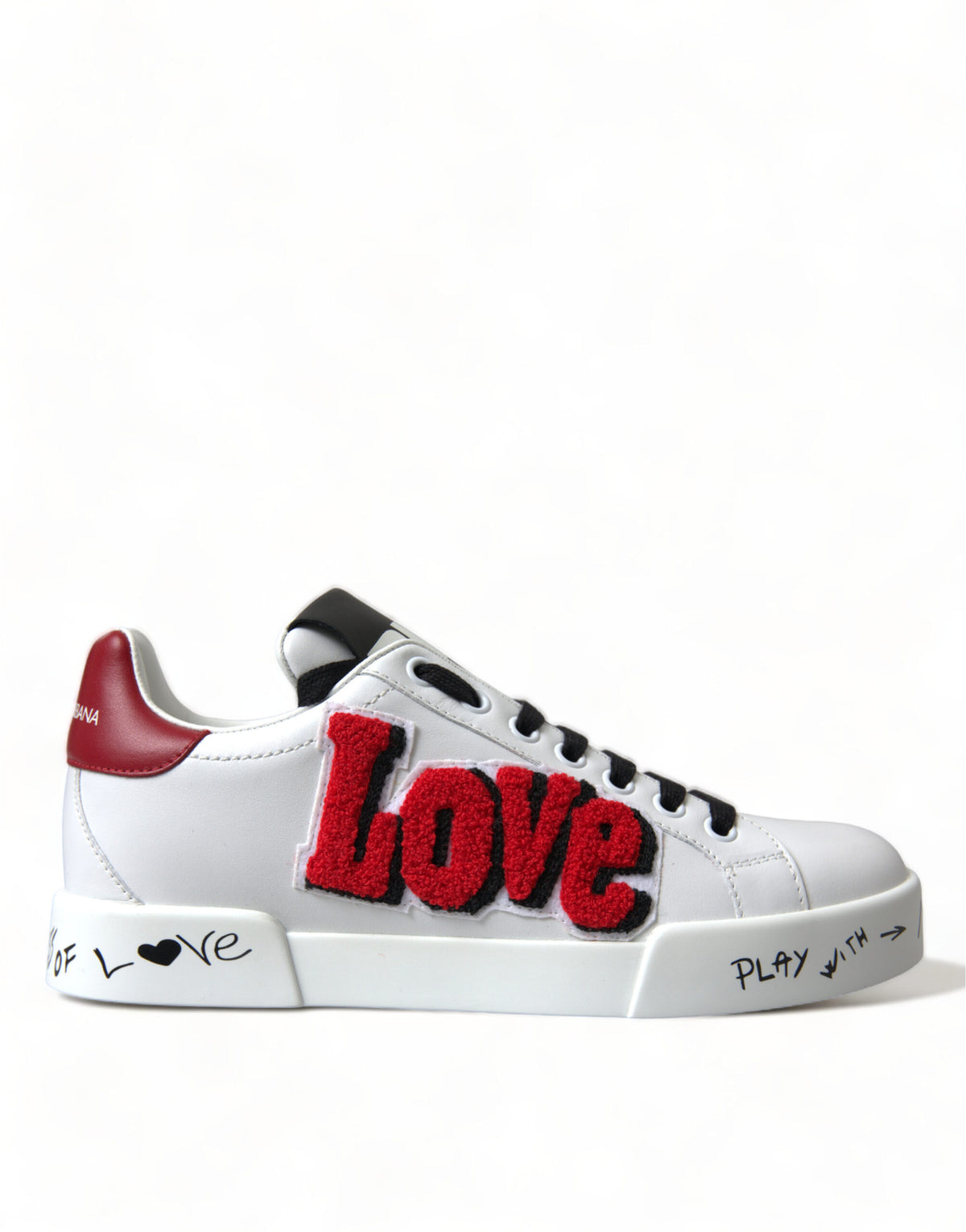 Dolce & Gabbana White Love Patch Portofino Classic Sneakers Shoes -   -  Dolce & Gabbana.
