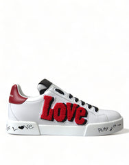 Dolce & Gabbana White Love Patch Portofino Classic Sneakers Shoes -   -  Dolce & Gabbana.