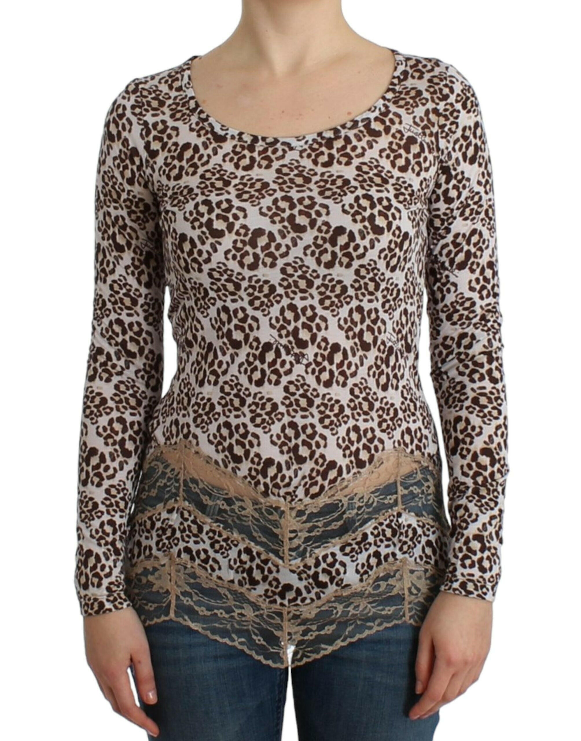 Cavalli Brown longsleeved lace top -   -  Cavalli.