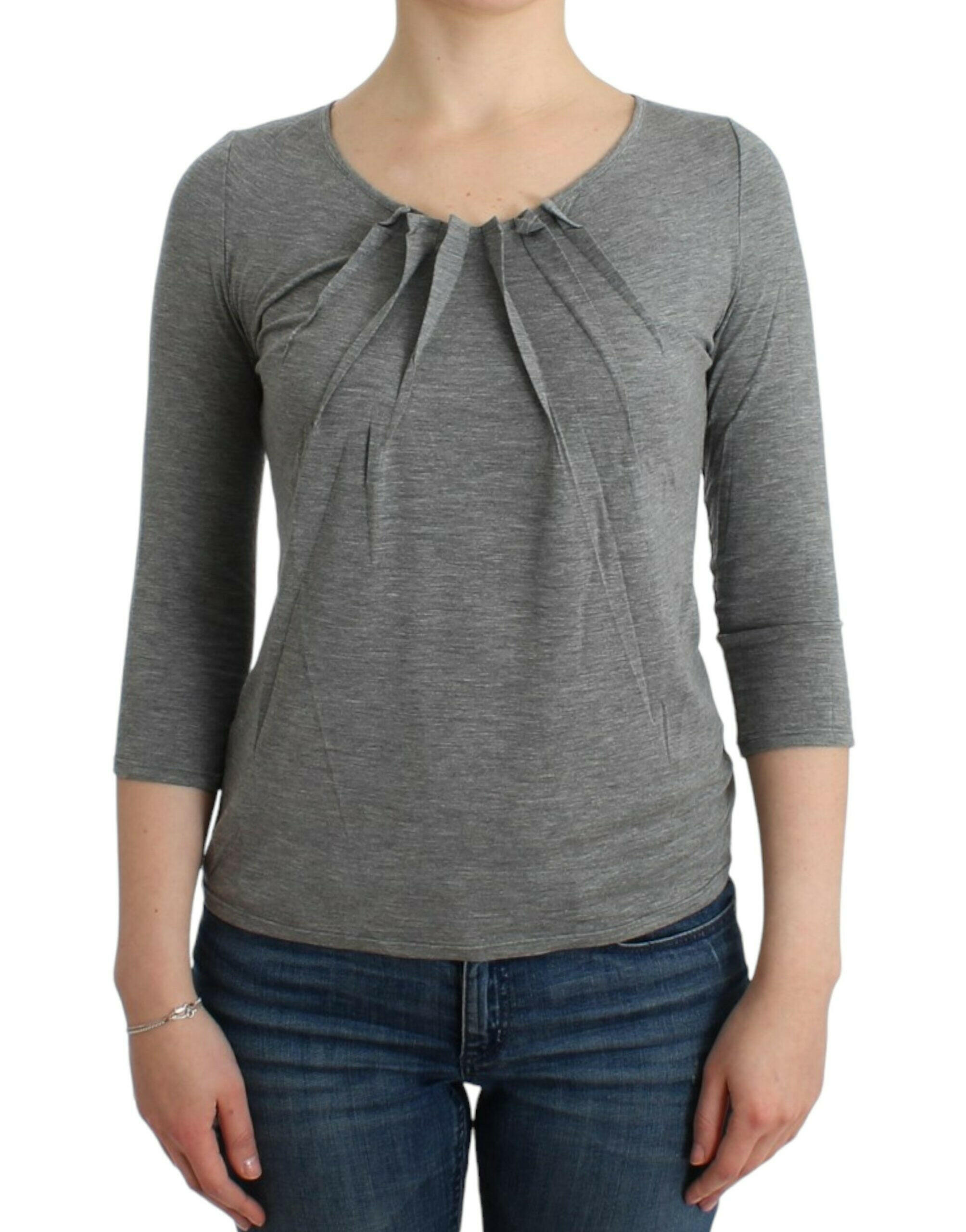 Cavalli Gray 3/4 sleeves jumper top -   -  Cavalli.
