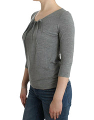 Cavalli Gray 3/4 sleeves jumper top -   -  Cavalli.