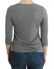 Cavalli Gray 3/4 sleeves jumper top -   -  Cavalli.