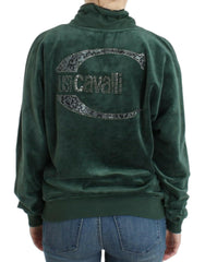 Cavalli Green velvet cotton sweater -   -  Cavalli.