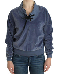 Cavalli Blue velvet cotton sweater -   -  Cavalli.