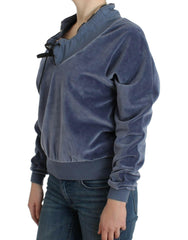 Cavalli Blue velvet cotton sweater -   -  Cavalli.