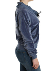 Cavalli Blue velvet cotton sweater -   -  Cavalli.