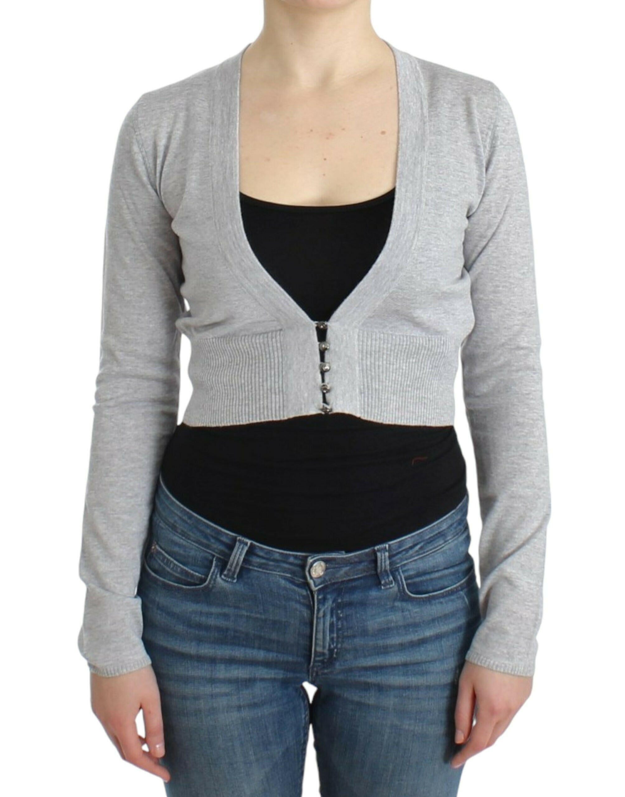 Cavalli Gray cropped wool cardigan -   -  Cavalli.
