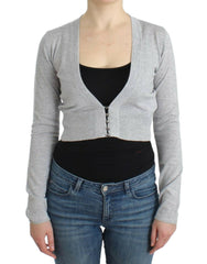 Cavalli Gray cropped wool cardigan -   -  Cavalli.