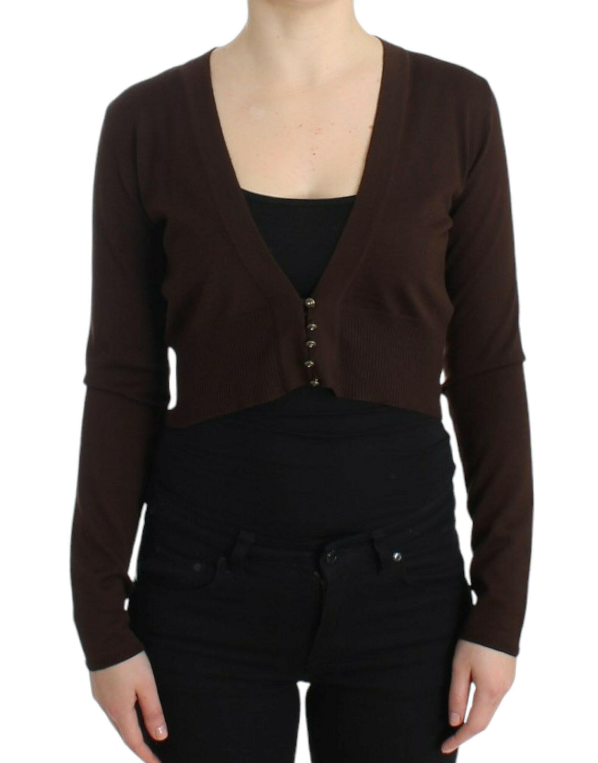 Cavalli Brown cropped wool cardigan -   -  Cavalli.