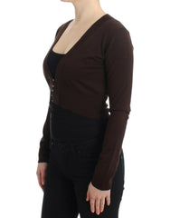 Cavalli Brown cropped wool cardigan -   -  Cavalli.