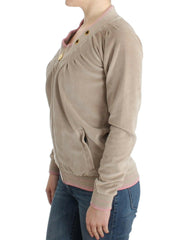 Cavalli Beige velvet zipup sweater -   -  Cavalli.