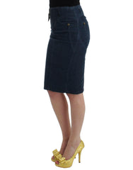 Cavalli Blue corduroy pencil skirt -   -  Cavalli.